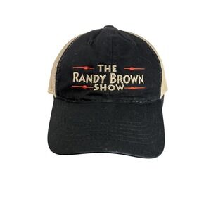 Randy Brown Show Hat Cap Strap Back Black Tan Mesh Embroidered Mens